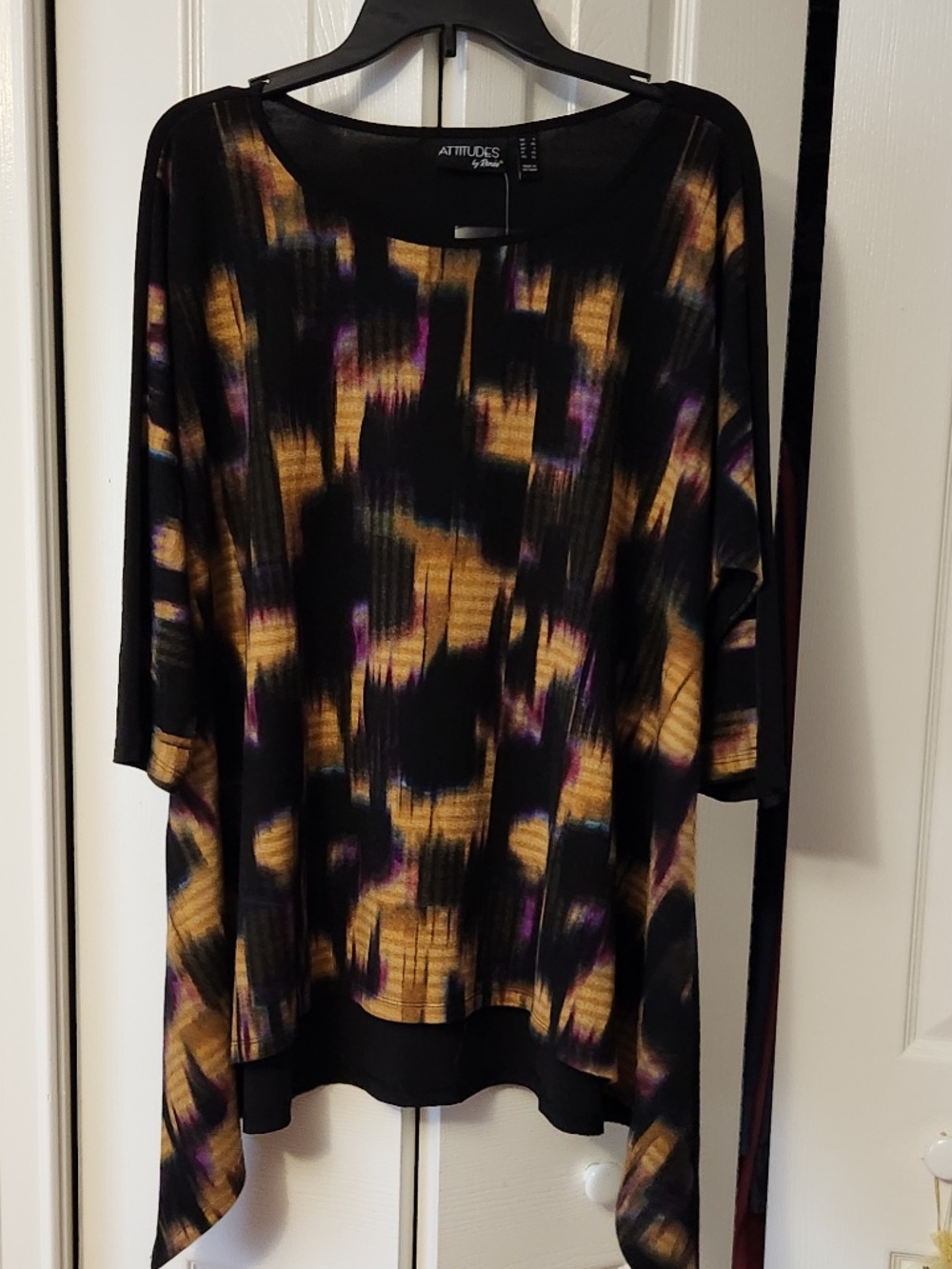 NWT Attitudes by Renee Women's Top Sz L Global Illusions Casknit Tunic